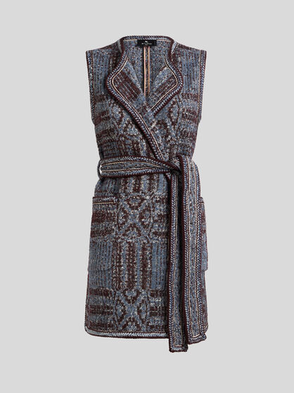 LONG BOUCLÉ JACQUARD WAISTCOAT