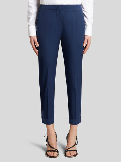 CROPPED STRETCH COTTON TROUSERS