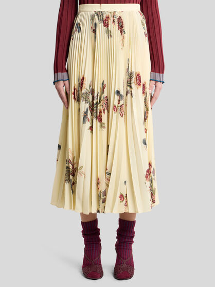 PLEATED SABLE SKIRT WITH PRINT