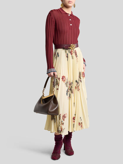 PLEATED SABLE SKIRT WITH PRINT