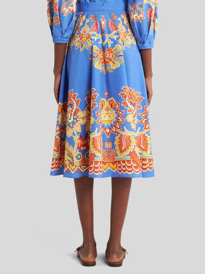 PRINTED POPLIN MIDI SKIRT