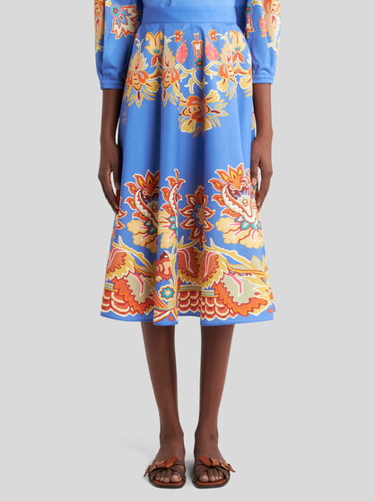 PRINTED POPLIN MIDI SKIRT