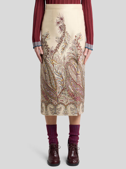 FIL COUPÉ JACQUARD PENCIL MIDI SKIRT
