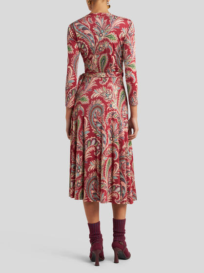 FLORAL PAISLEY WRAPAROUND DRESS