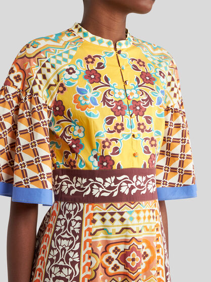 LONG PRINTED POPLIN DRESS