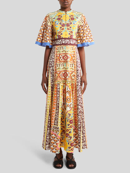 LONG PRINTED POPLIN DRESS