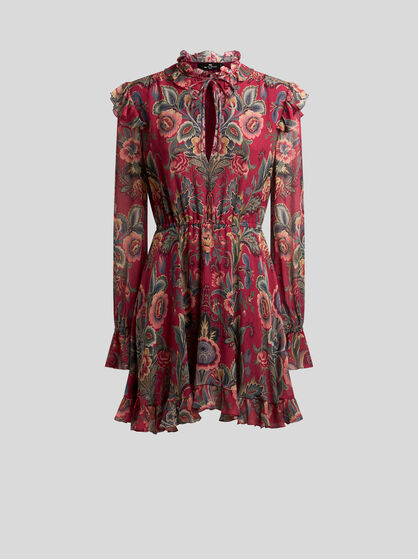 SILK-BLEND MINI DRESS WITH PRINT