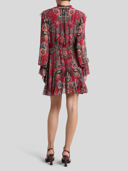 SILK-BLEND MINI DRESS WITH PRINT