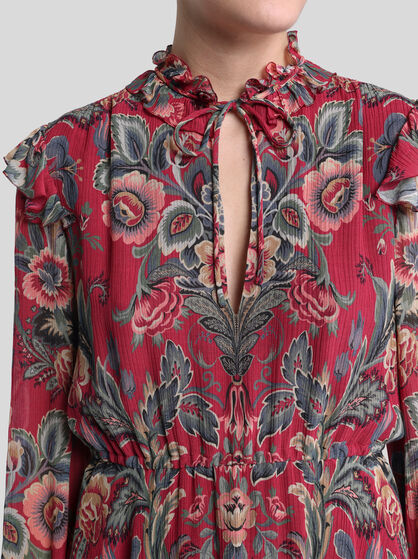SILK-BLEND MINI DRESS WITH PRINT