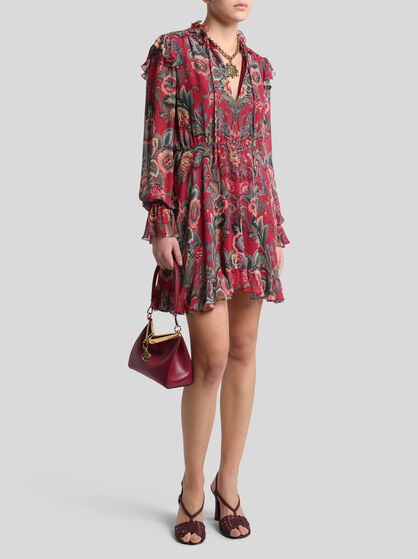 SILK-BLEND MINI DRESS WITH PRINT