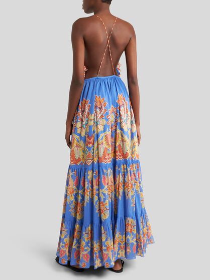 LONG PRINTED VOILE DRESS