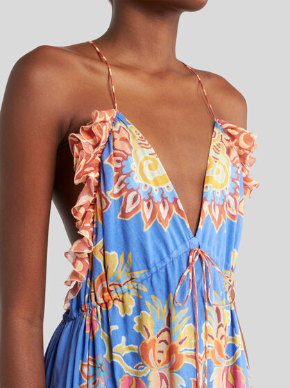 LONG PRINTED VOILE DRESS