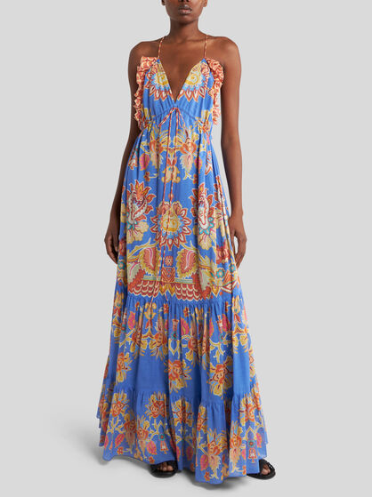 LONG PRINTED VOILE DRESS