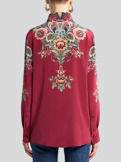 SILK SHIRT WITH PLACED PRINT