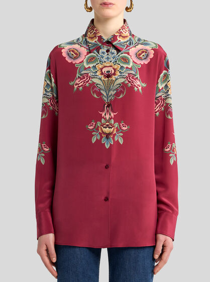 SILK SHIRT WITH PLACED PRINT