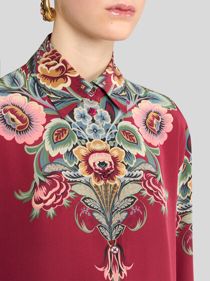 SILK SHIRT WITH PLACED PRINT