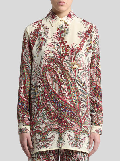 SILK SHIRT WITH PLACED PRINT