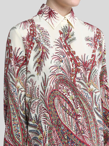SILK SHIRT WITH PLACED PRINT
