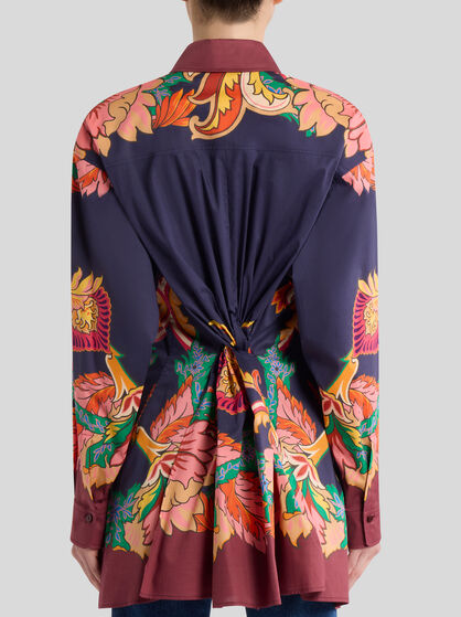 SHIRT WITH SCARF-STYLE FLORAL PRINT AND REAR KNOT