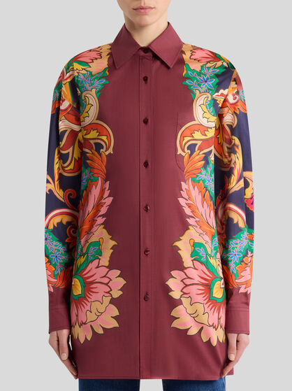 SHIRT WITH SCARF-STYLE FLORAL PRINT AND REAR KNOT