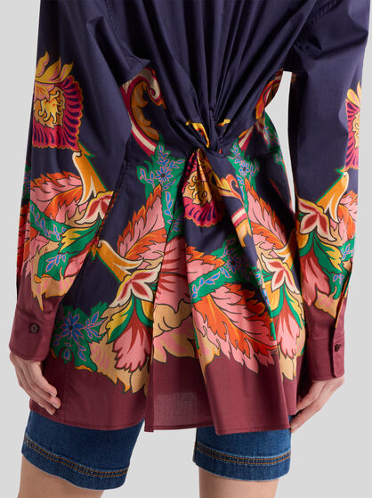SHIRT WITH SCARF-STYLE FLORAL PRINT AND REAR KNOT