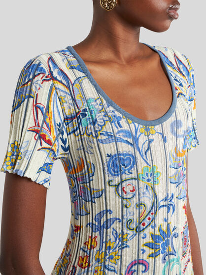 RIBBED DRESS WITH PRINT