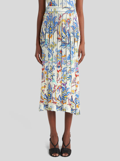 PRINTED KNIT MIDI SKIRT