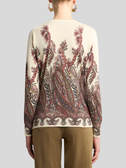 SILK AND CASHMERE CARDIGAN WITH PLACED PRINT