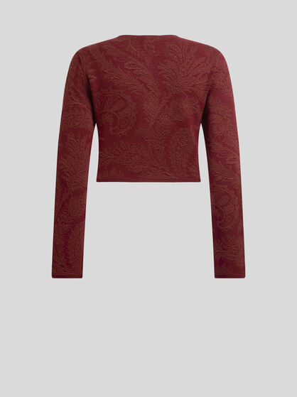CROPPED PAISLEY JACQUARD CARDIGAN