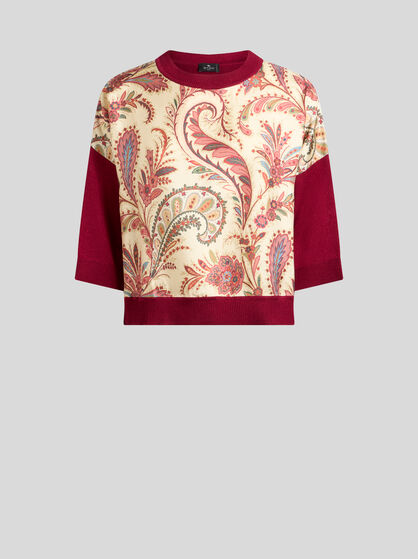 T-SHIRT WITH FLORAL PAISLEY INSERT