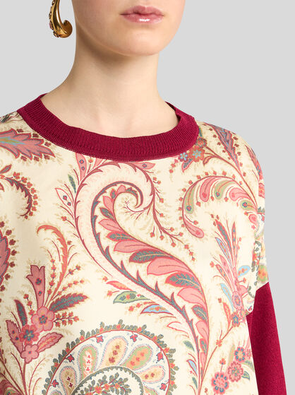 T-SHIRT WITH FLORAL PAISLEY INSERT