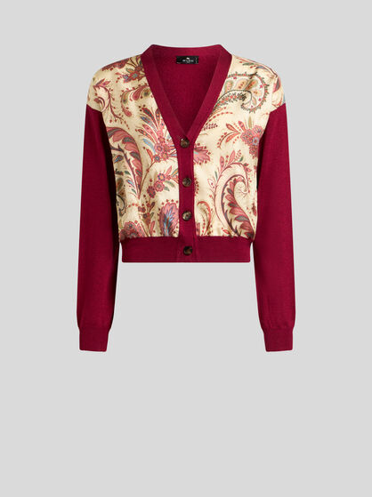 CROPPED CARDIGAN WITH PRINTED INSERT
