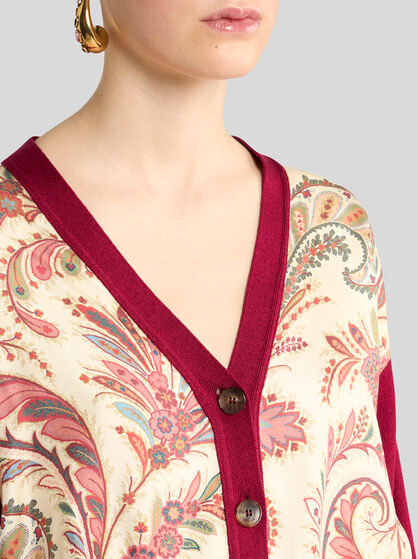 CROPPED CARDIGAN WITH PRINTED INSERT