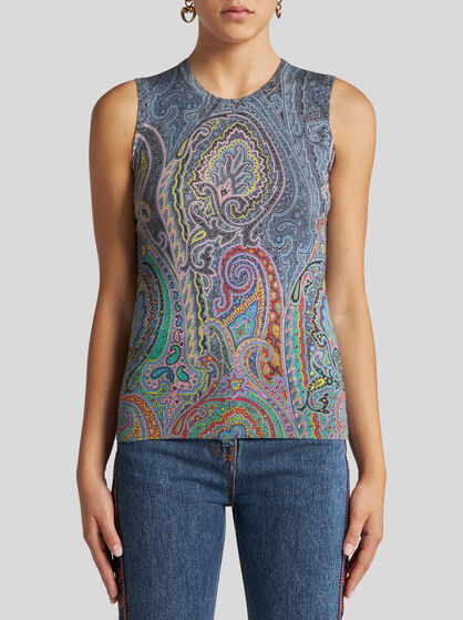 PAISLEY SILK AND CASHMERE TOP