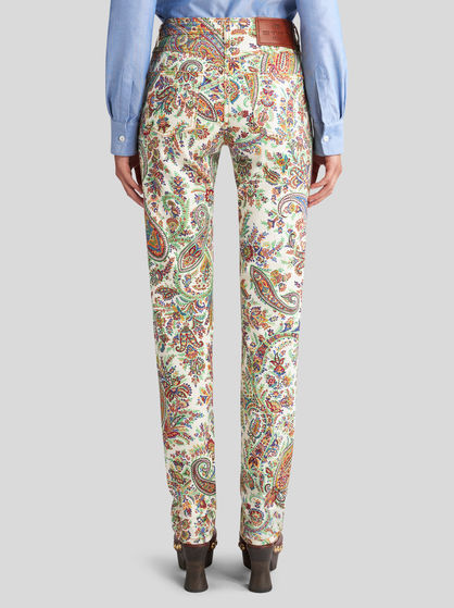 JEANS WITH PAISLEY PRINT