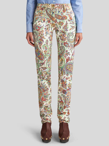 JEANS WITH PAISLEY PRINT