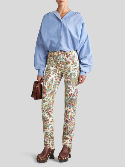JEANS WITH PAISLEY PRINT