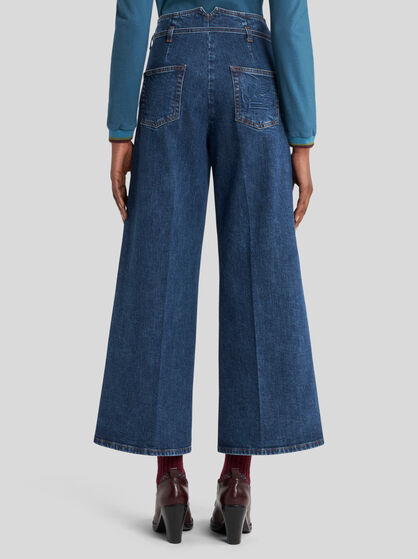 CULOTTE JEANS WITH BELT AND EMBROIDERY