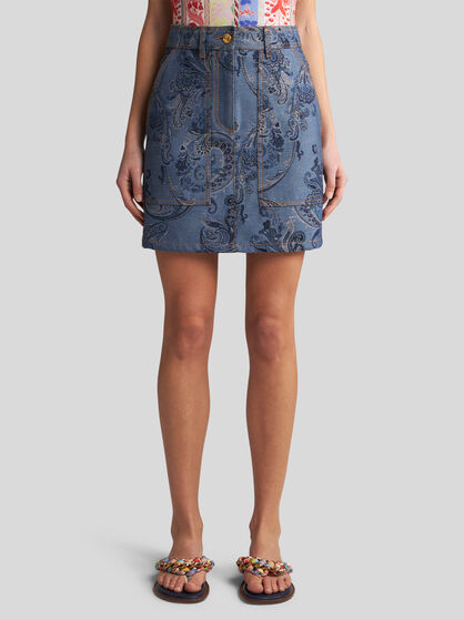 JACQUARD DENIM MINI SKIRT