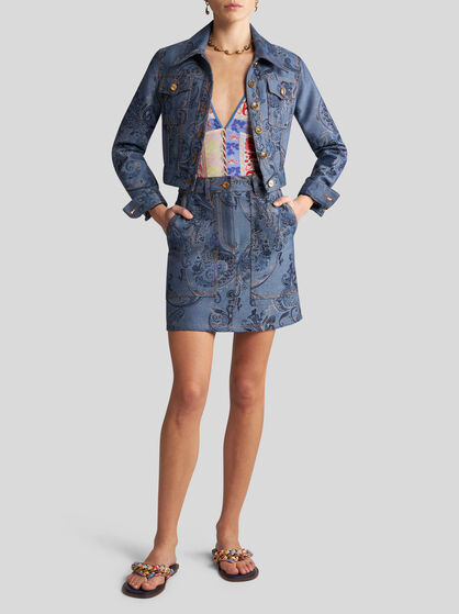 JACQUARD DENIM MINI SKIRT