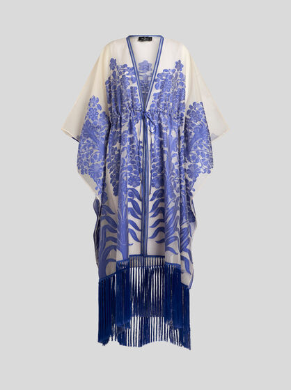 JACQUARD KAFTAN WITH FRINGING