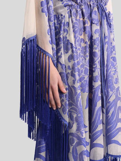 JACQUARD KAFTAN WITH FRINGING