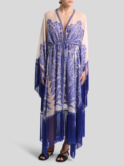 JACQUARD KAFTAN WITH FRINGING