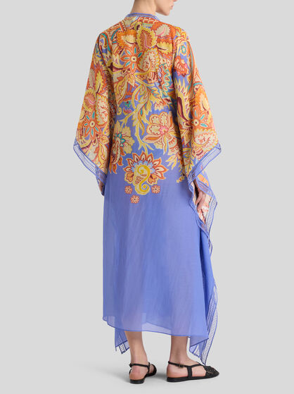 COTTON AND SILK KAFTAN WITH PRINT