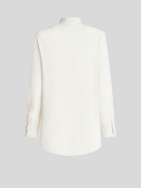 Shop Etro Crêpe De Chine Shirt With Embroidered Pegaso In White