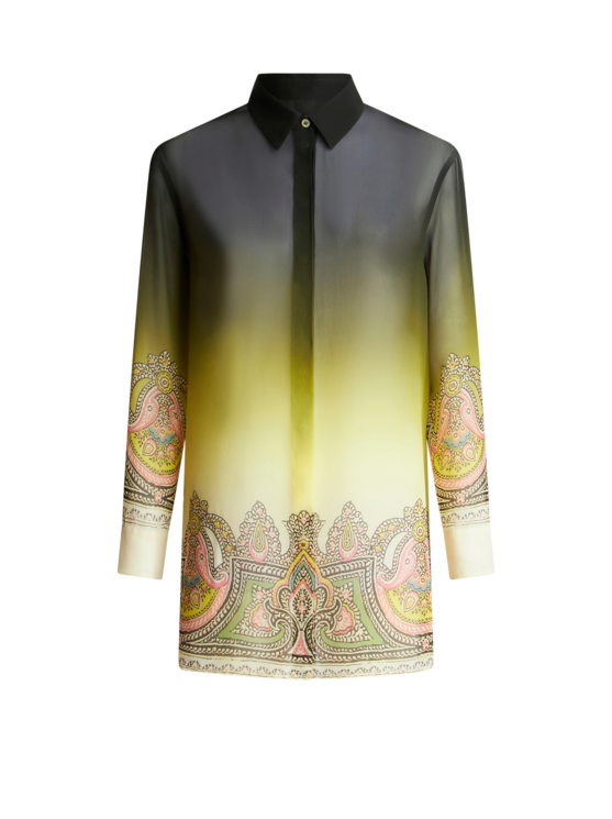 ETRO COLOUR SHADED SILK AND PAISLEY PRINT SHIRT