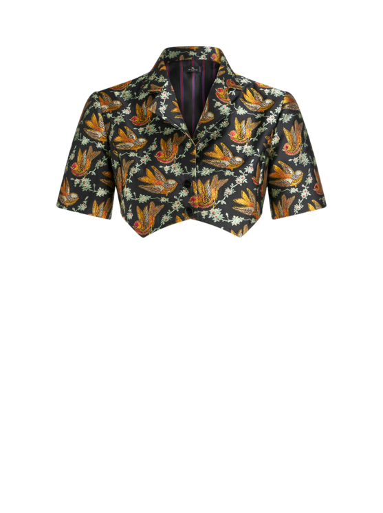 Etro Floral-print Cropped Shirt In Black