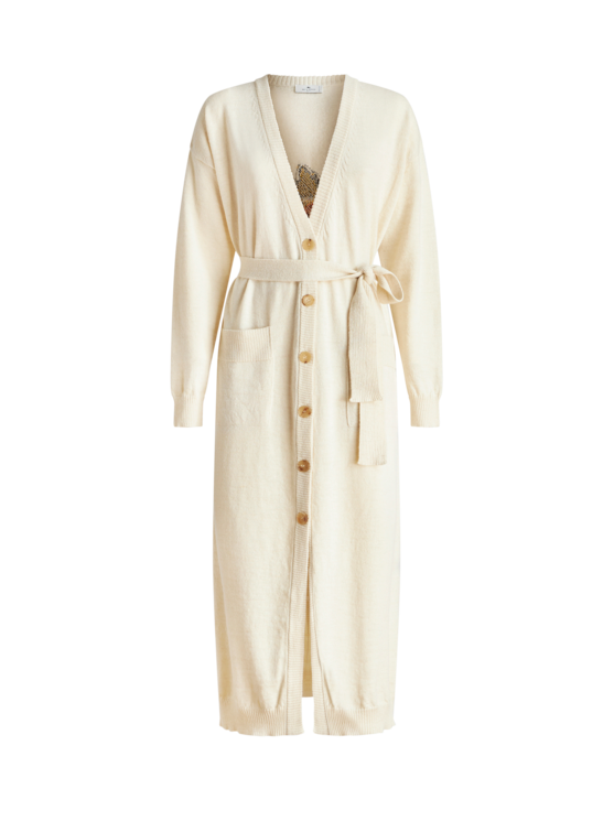 Etro Intarsia-knit Longline Knitted Cardigan In White