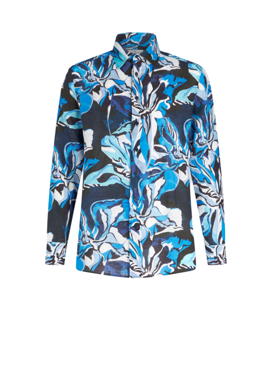 ETRO FLORAL FOLIAGE LINEN SHIRT