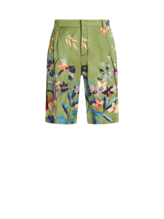 Etro Bermuda Shorts With Floral Print In Green